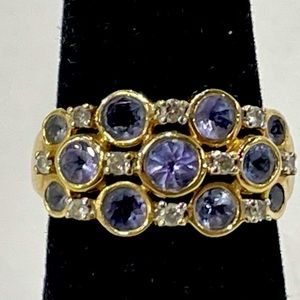 14 Karat yellow gold Diamond and Tanzanite ring size 5 1/2.